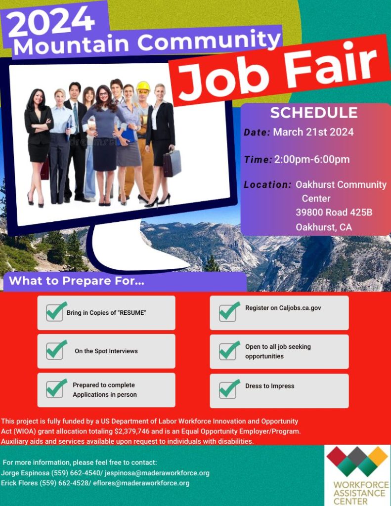 Mountain Community Job Fair 2024 Madera County Workforce Assistance